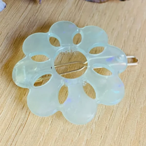 Mum Floral Iridescent Acetate Hair Clip (several colors)