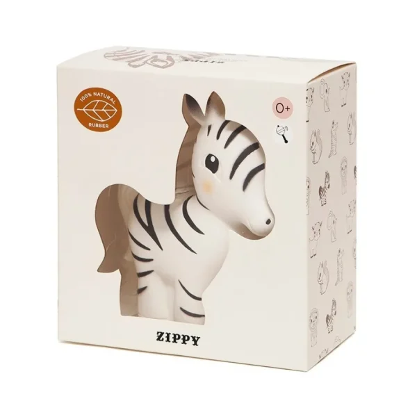 100% Natural Rubber Toy Zippy the Zebra