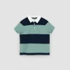 Navy and Seafoam Yarn-Dyed Stripe Rugby Top