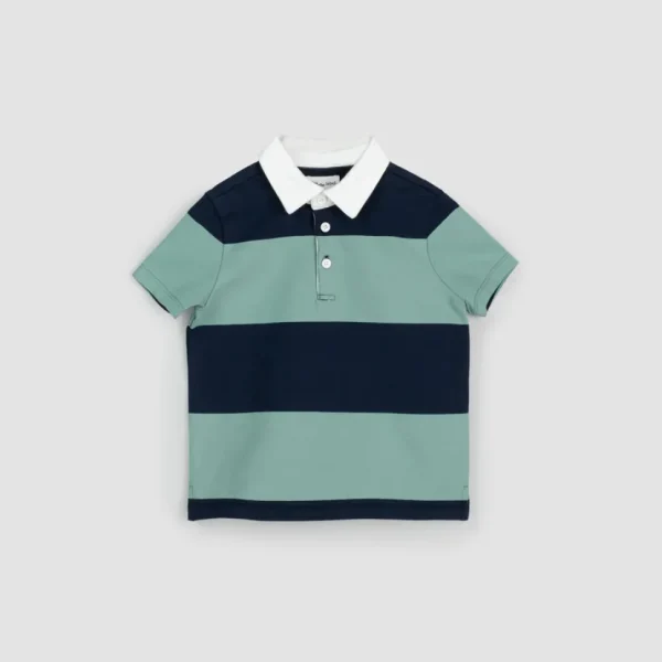 Navy and Seafoam Yarn-Dyed Stripe Rugby Top