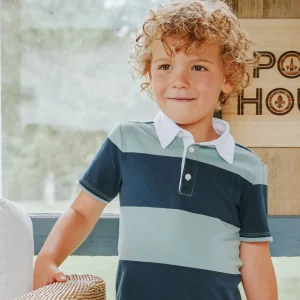 Navy and Seafoam Yarn-Dyed Stripe Rugby Top