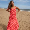 Nostalgic Stripe Strappy Midi Dress