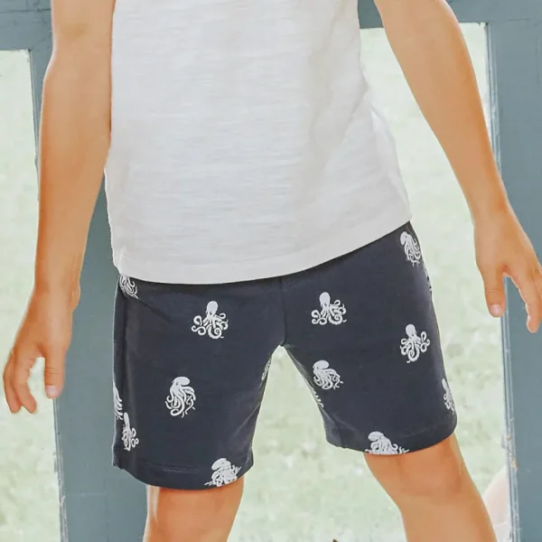 Octopus Print Terry Shorts