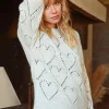 Openwork Pointelle Knit and Lurex Sweater - Cream