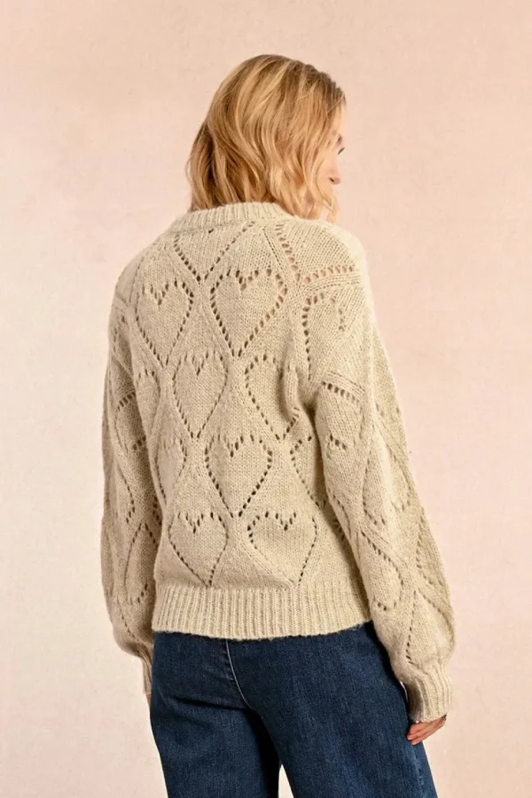 Openwork Pointelle Knit and Lurex Sweater - Cream