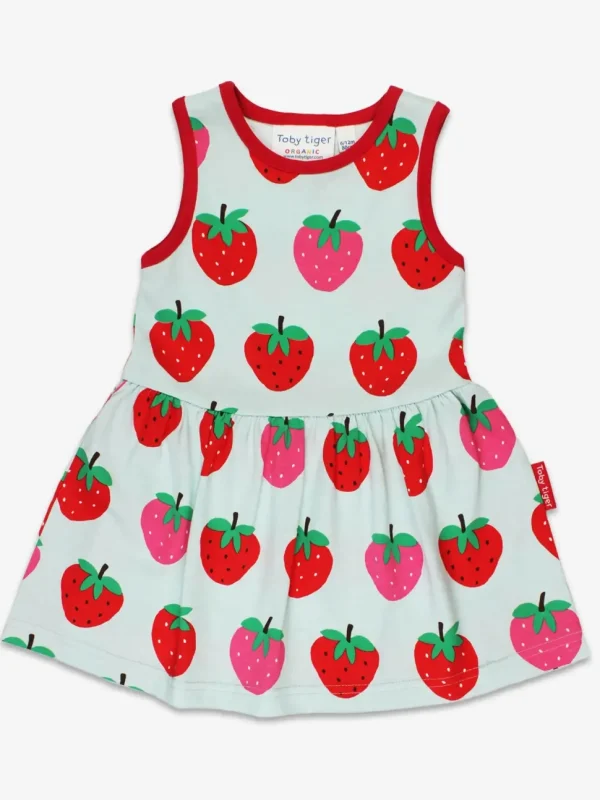 Organic Strawberry Print Summer Dress