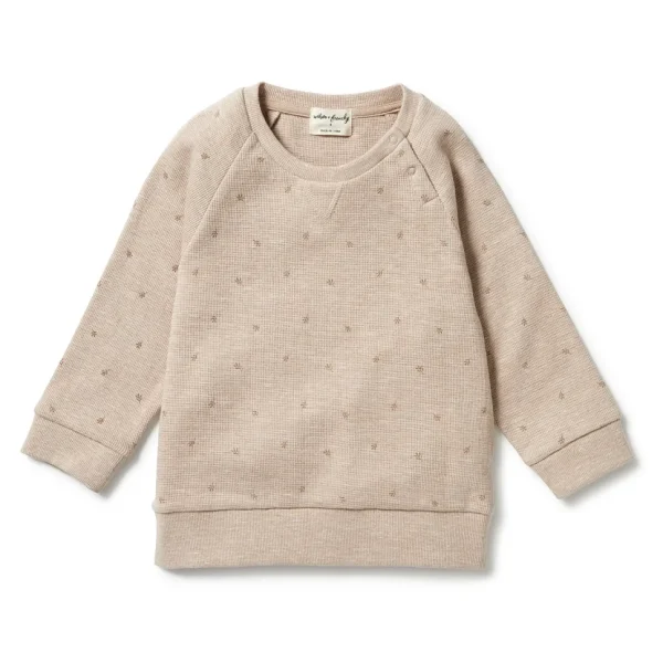 Organic Waffle Toddler Sweatshirt - Leaf Print