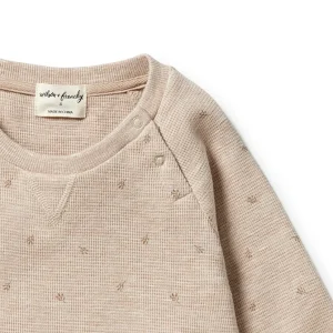 Organic Waffle Toddler Sweatshirt - Leaf Print