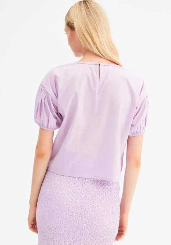 Oversized Poplin Short-Sleeved Top - Lilac