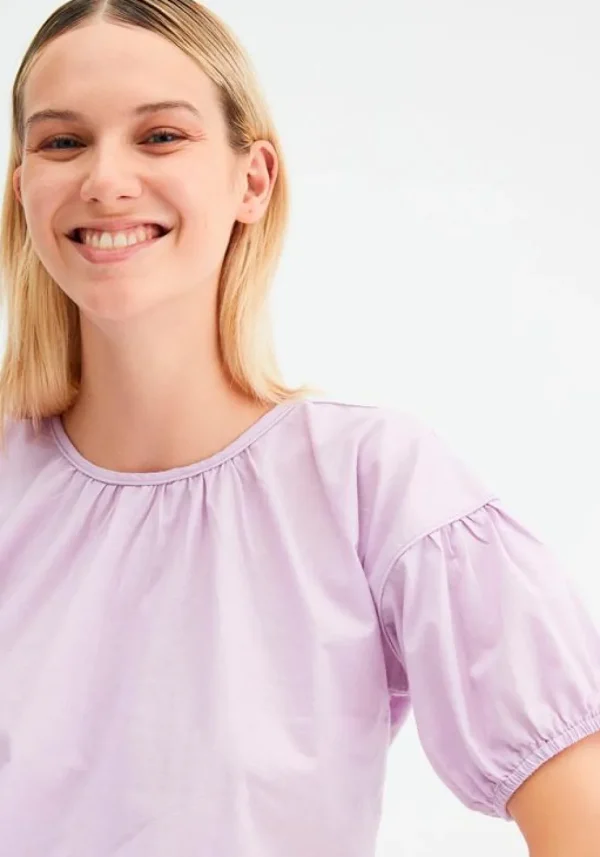 Oversized Poplin Short-Sleeved Top - Lilac