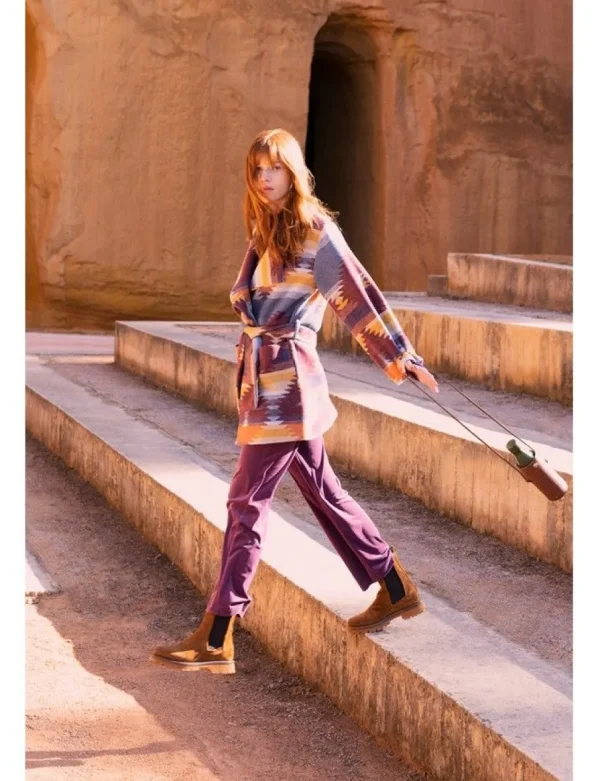 Patterned Coat with Belt