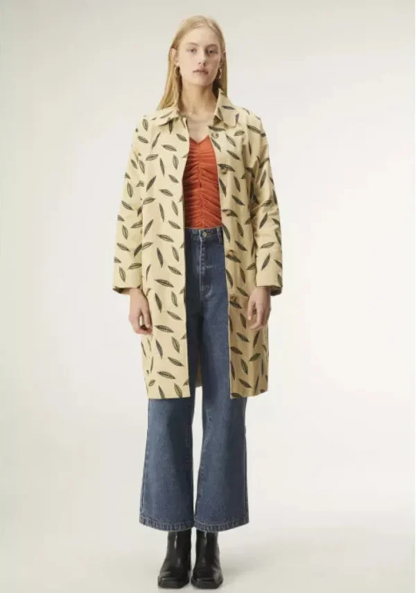 Pea Print Midi Trench Coat