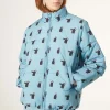 Penguin Print Quilted Bomber Jacket
