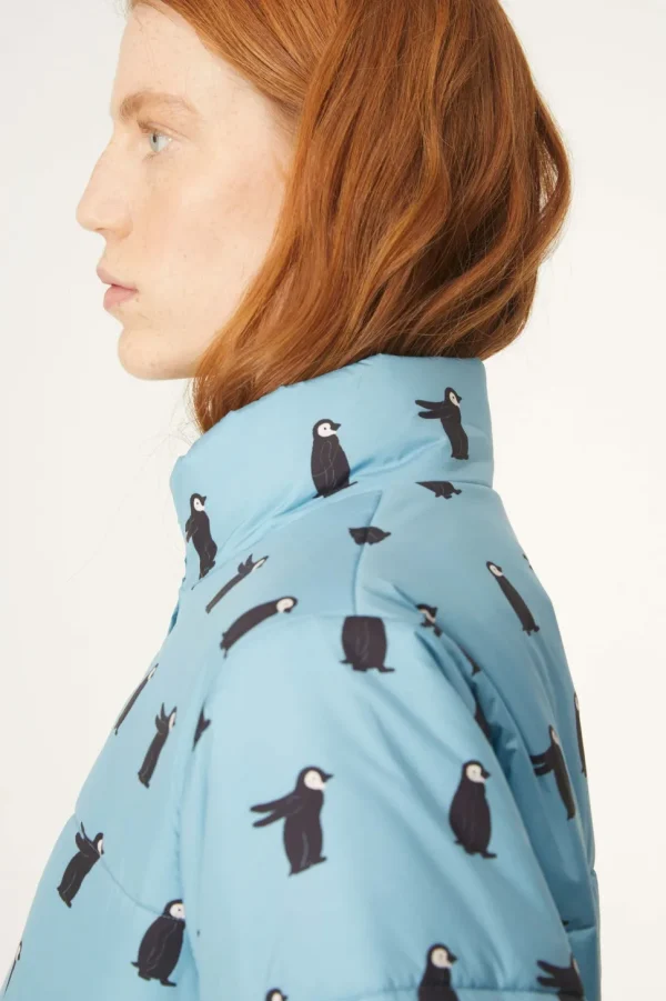Penguin Print Quilted Bomber Jacket