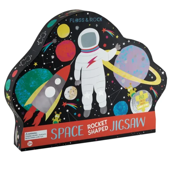80 Piece "Rocket" Shaped Jigsaw with Shaped Box - Space