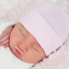 Pink and White Striped Beanie