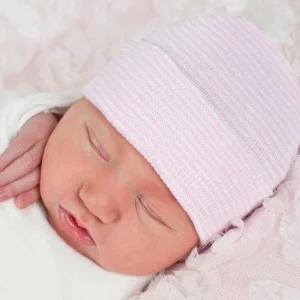 Pink and White Striped Beanie