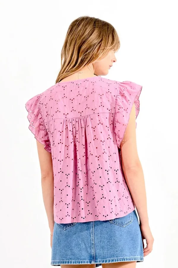 Pink English Eyelet Top