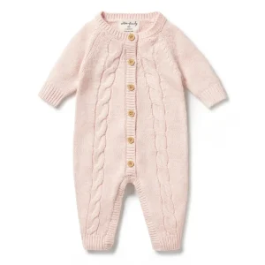 Pink Knitted Cable Growsuit