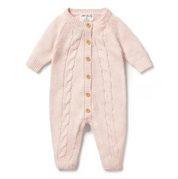 Pink Knitted Cable Growsuit