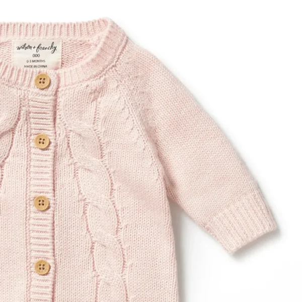 Pink Knitted Cable Growsuit