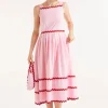 Pink Ric-Rac Midi Dress