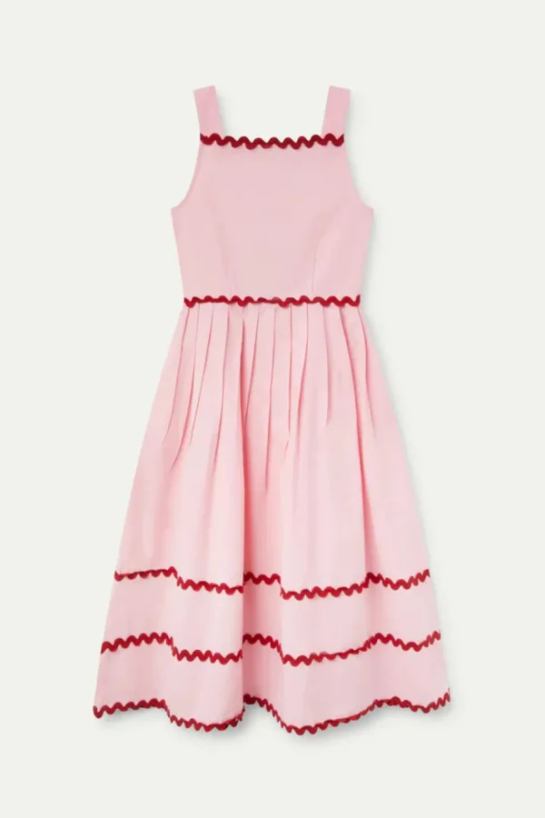 Pink Ric-Rac Midi Dress