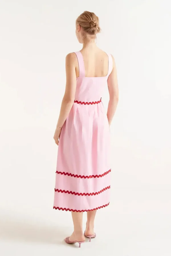 Pink Ric-Rac Midi Dress