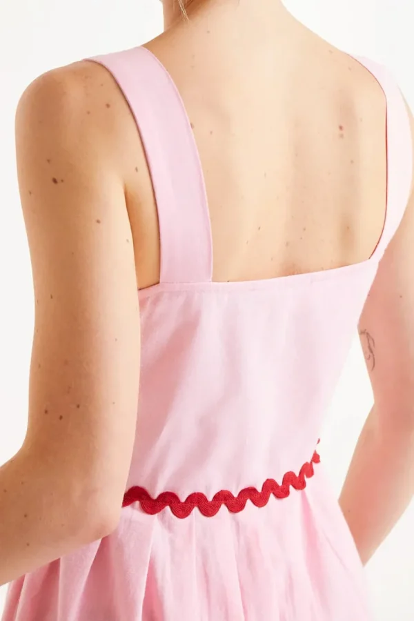 Pink Ric-Rac Midi Dress