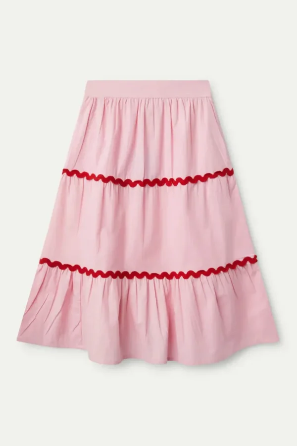 Pink Ric-Rac Midi Skirt