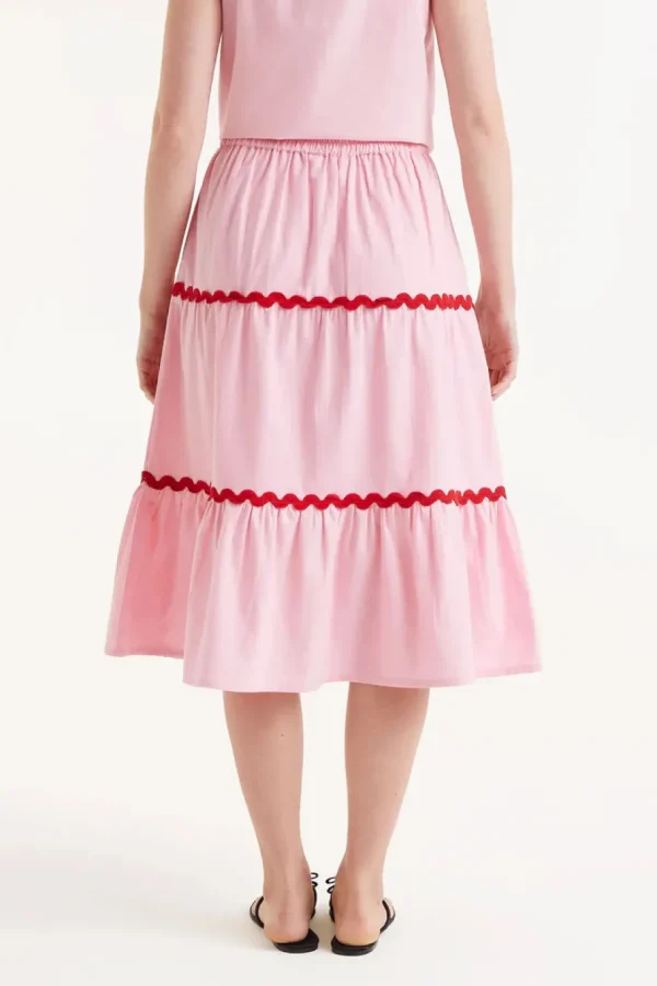 Pink Ric-Rac Midi Skirt