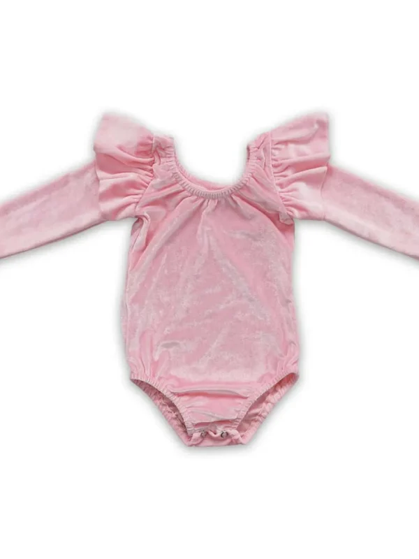 Pink Velvet Long Sleeve Leotard