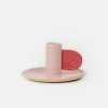 Pink/Red Hand Painted Stoneware Candle Holder