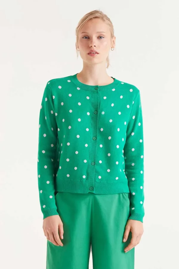 Polka Dot Cardigan - Green