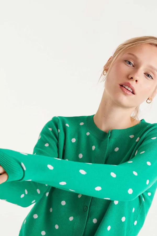 Polka Dot Cardigan - Green