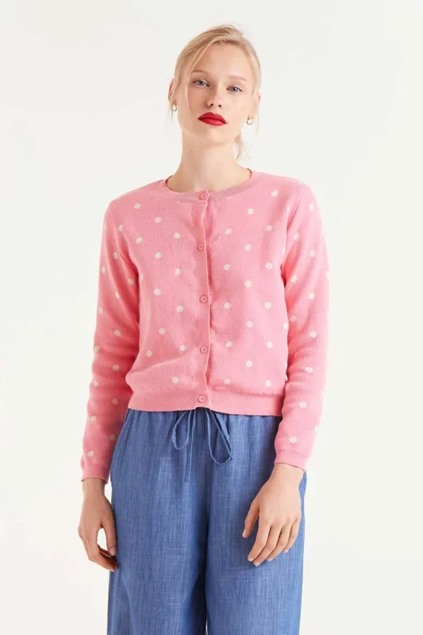 Polka Dot Cardigan - Pink