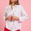 Poplin Heart Embroidery Shirt - White