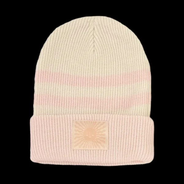 Positive Vibes Beanie - Natural/Faded Pink