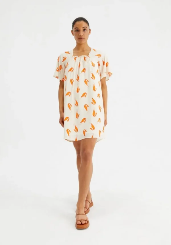 Prawn Print Baby Doll Short-Sleeved Dress