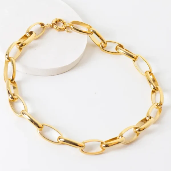 Pretty in Link 24K Gold Plated Necklace (Oval)