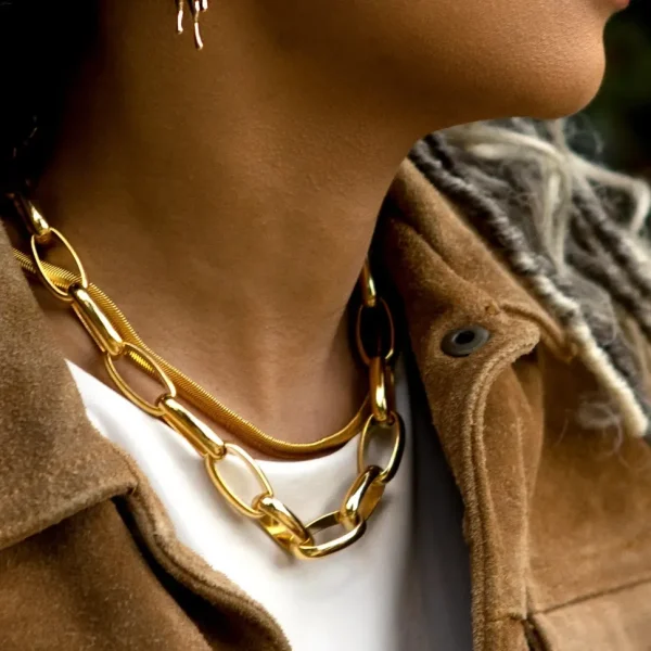 Pretty in Link 24K Gold Plated Necklace (Oval)
