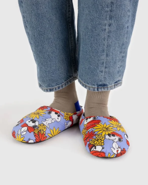 Puffy Slippers - Floral Snoopy