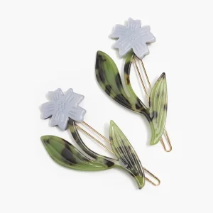 Purple Chicory Flowers Barrette Set