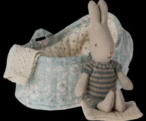 Rabbit in Carry Cot - Blue