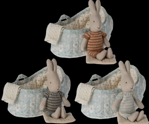 Rabbit in Carry Cot - Maroon