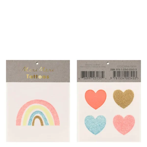 Rainbow & Hearts Small Tattoos