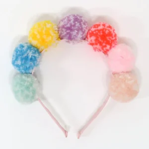 Rainbow Pompom Headband