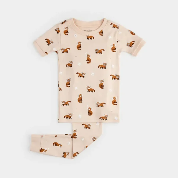 Red Panda Print on Short-Sleeved PJ Set