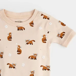 Red Panda Print on Short-Sleeved PJ Set