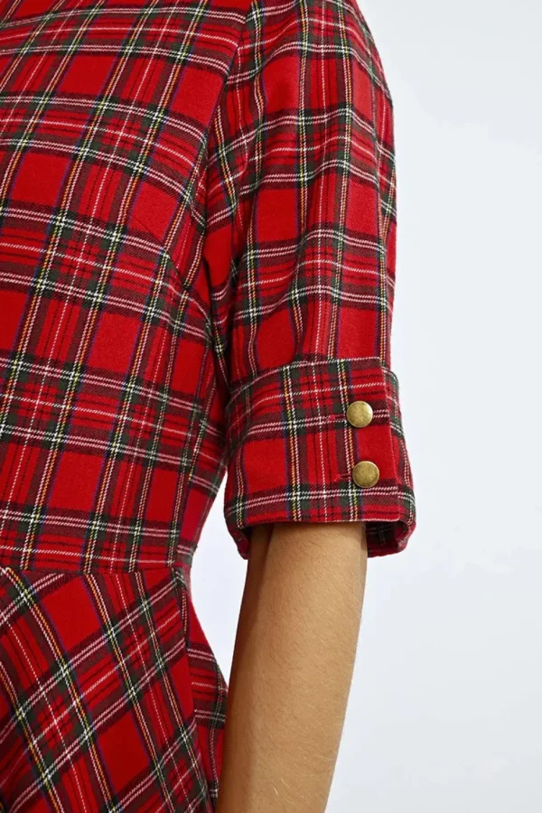 Red Plaid Shirt Dress